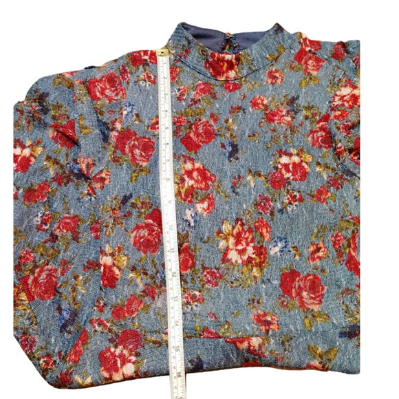 Sequin Hearts Fit & Flare Dress Cap Sleeve Navy Red Rose Floral Womens Size 1 - Picture 8 of 8